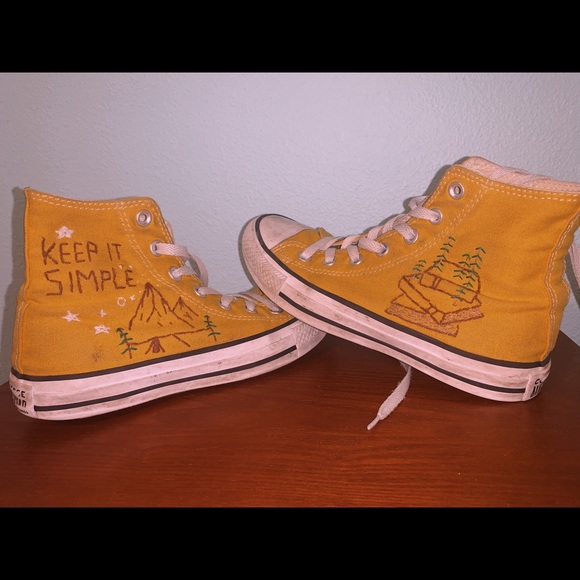 yellow embroidered converse